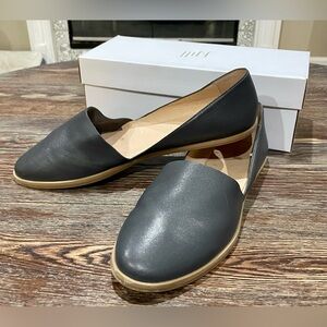 J. Jill/Pure Jill Cutout Leather Flat Slip-On Shoes - Grey Onyx - Sz 11M